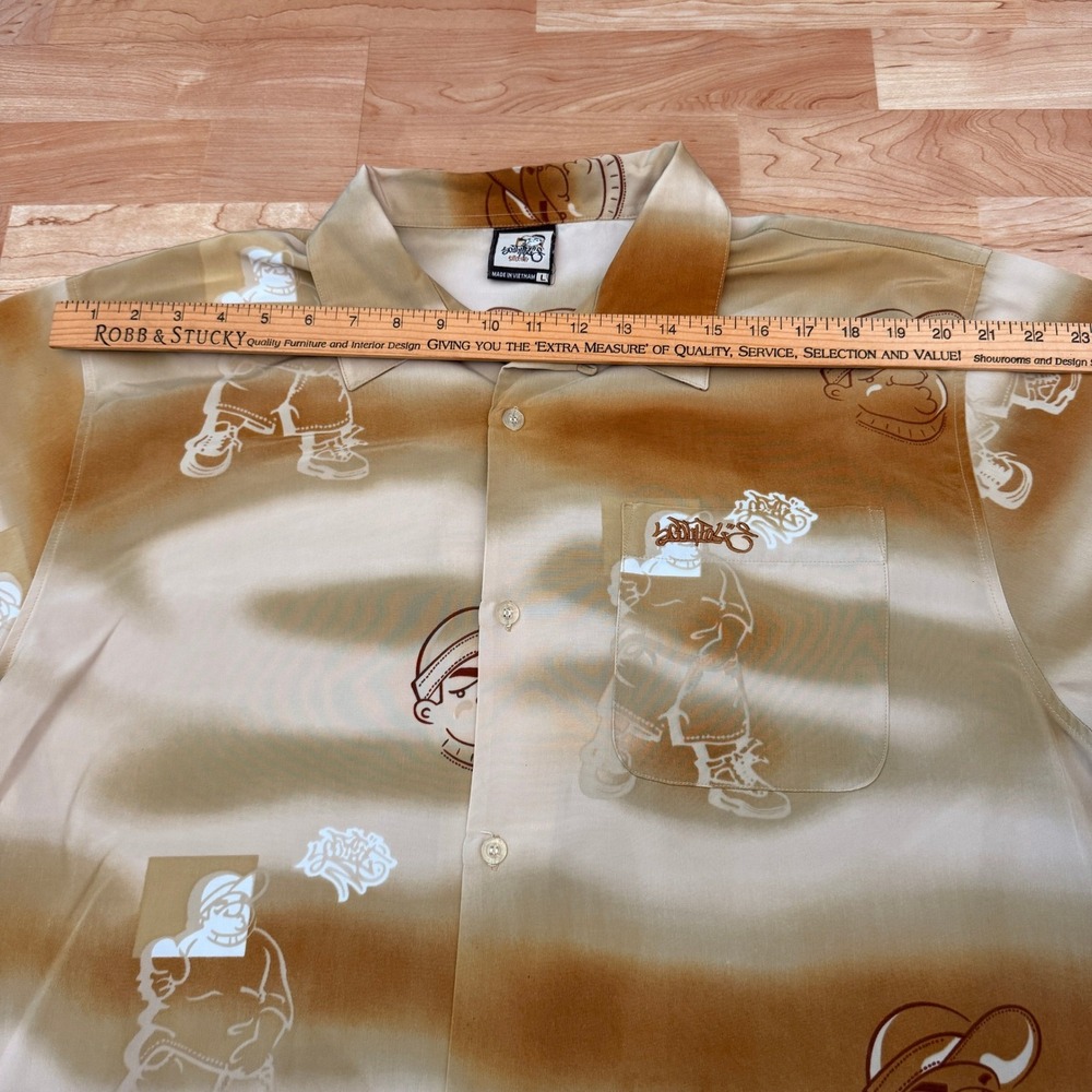 Southpole Mens Vintage Y2K Graffiti Character Ombre Button Down Shirt Brown L - Picture 7 of 8